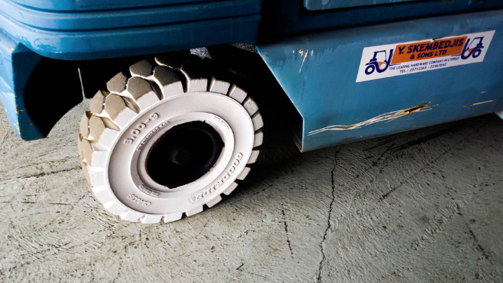 white forklift tires